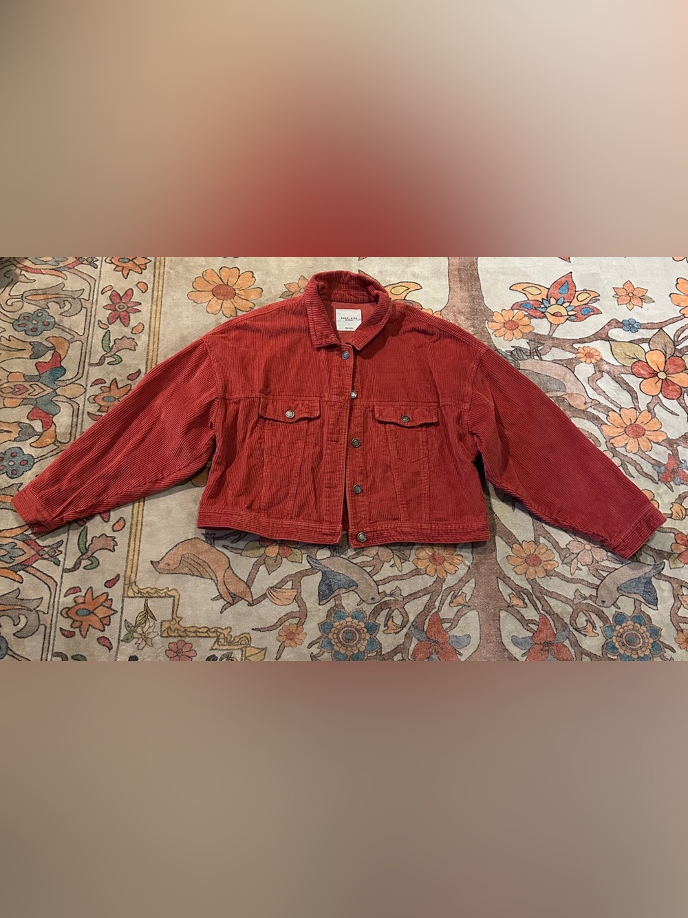 Angel Kiss Rust Red Corduroy Crop Jacket